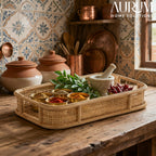 Multipurpose Tray | Snack Shack Splendor with Rattan Handles