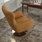 Elegance Teakwood Tufted Wingback Chair with Metal Base