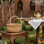 Clutter Keeper - Wide Loop‑Handle Rattan Storage Basket