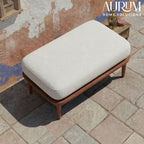 Teakwood Upholstered Accent Stool