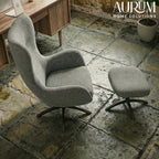 Grey Serenity Upholstered Lounge Chair with Ottoman