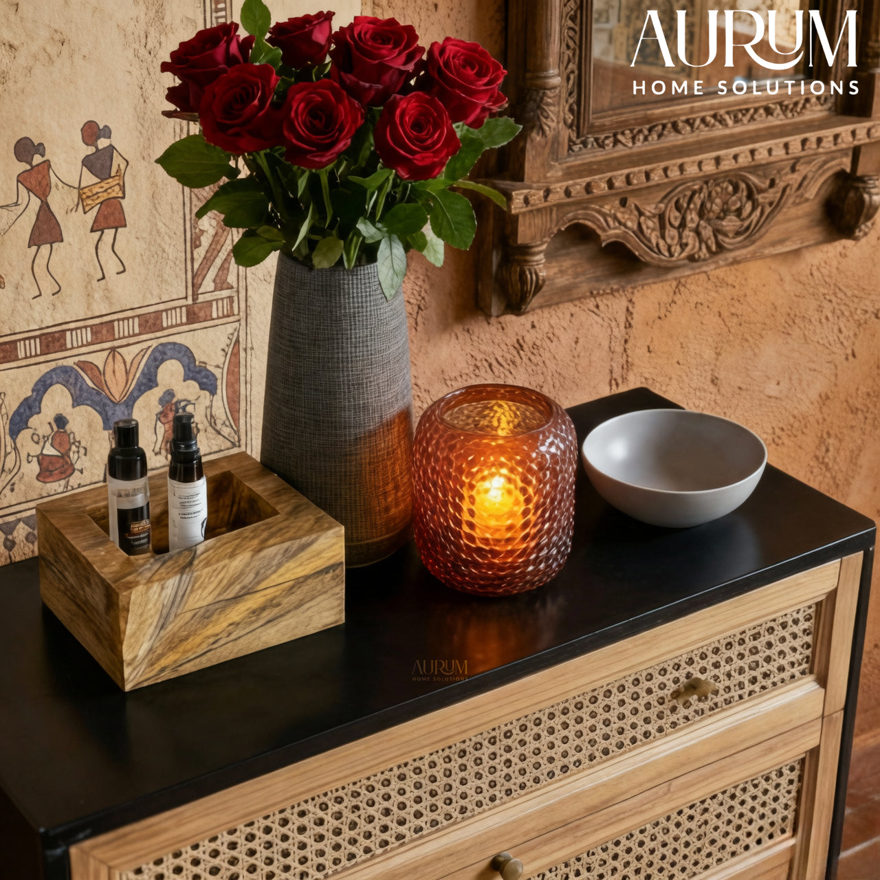 Modern 3-Drawer Rattan Chest of Drawers
