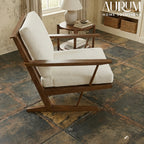 Handcrafted Illuminated Teak Accent Chair