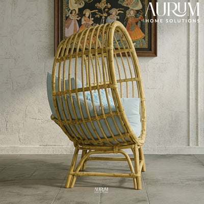 Rattan Chair with Lunar Design for Indoor Lounging