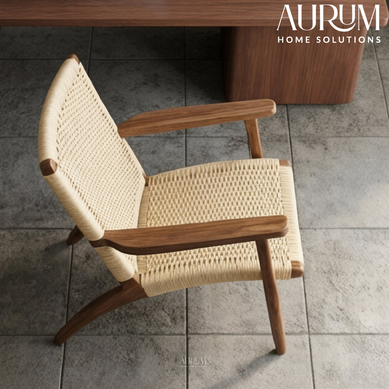 Handcrafted Teakwood Paper Rope Accent Chair