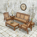 Teakwood Classic Cane Back Sofa Set – Set of 3