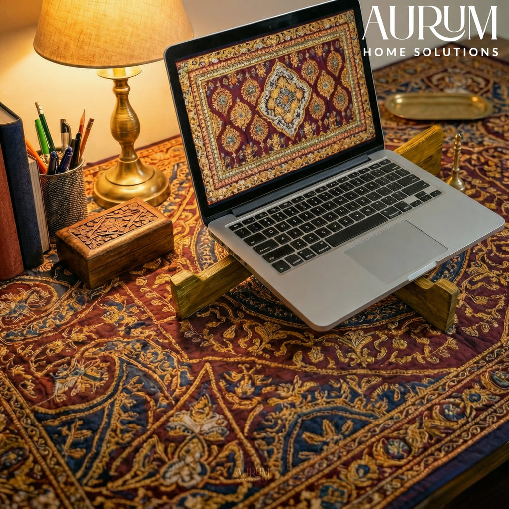 Laptop Stand Bamboo Ergonomic Riser | Sleek Desk Organizer