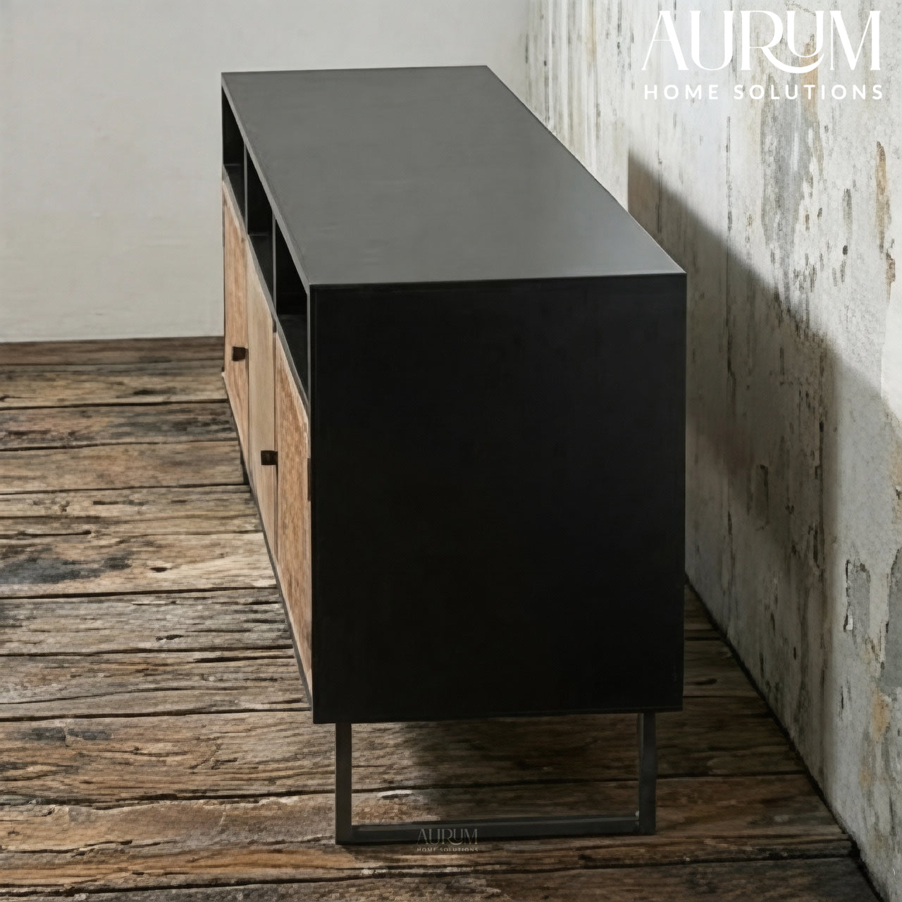 Coastal Charm TV Stand in Wood and Rattan