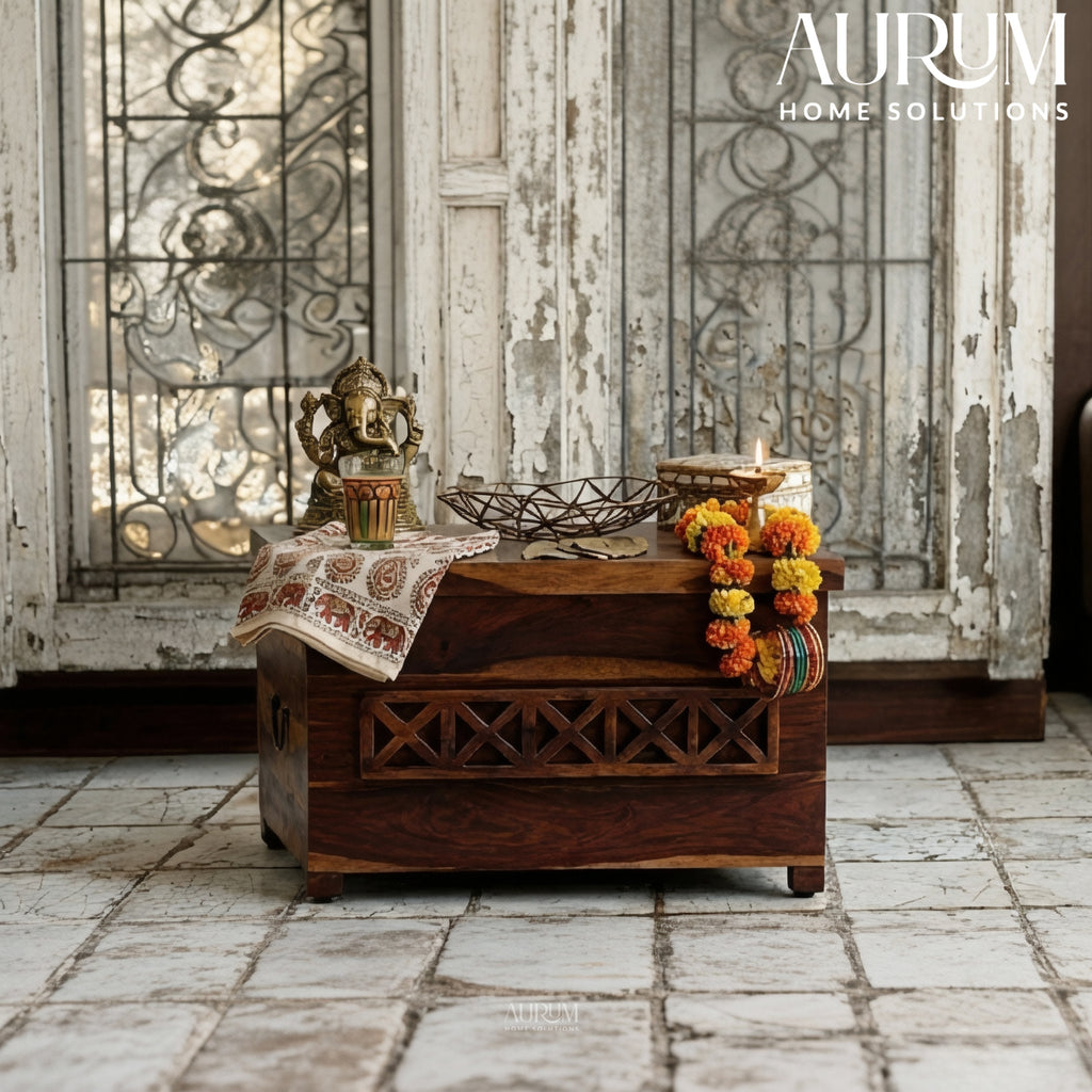 Teak Glow Sheesham Wood Linen Chest