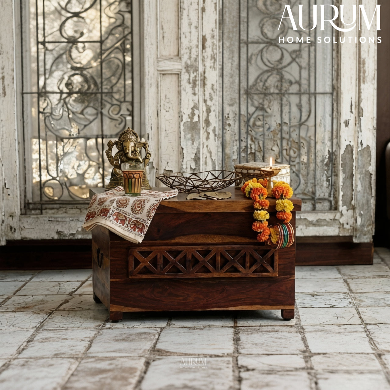 Teak Glow Sheesham Wood Linen Chest
