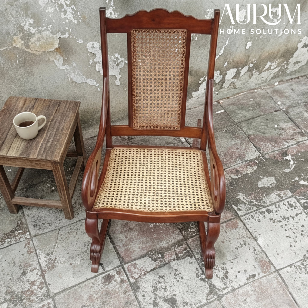 Mahogany Bliss Cane Rocking Chair