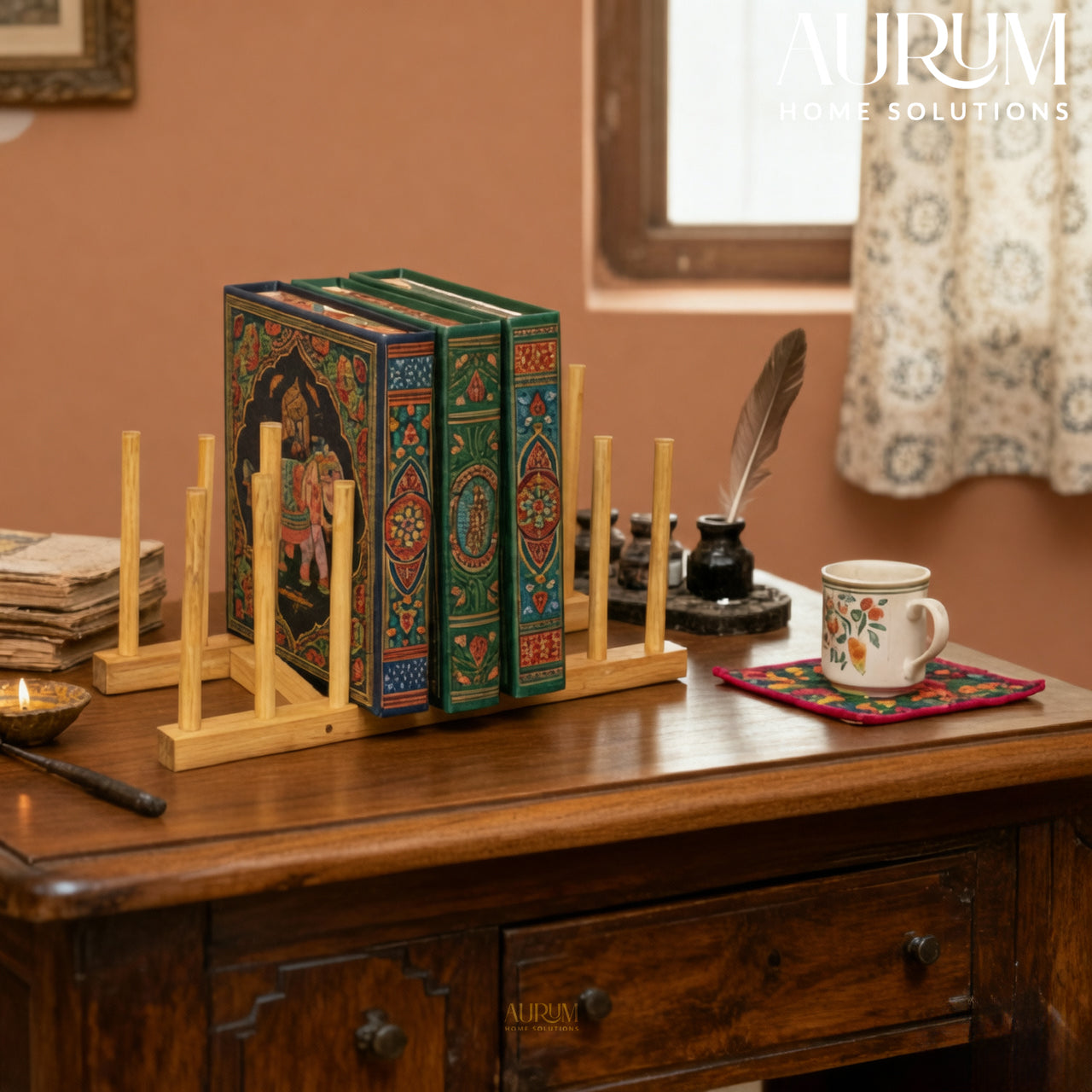 Book Organizer with Bamboo | Oasis Desk Storage Stand