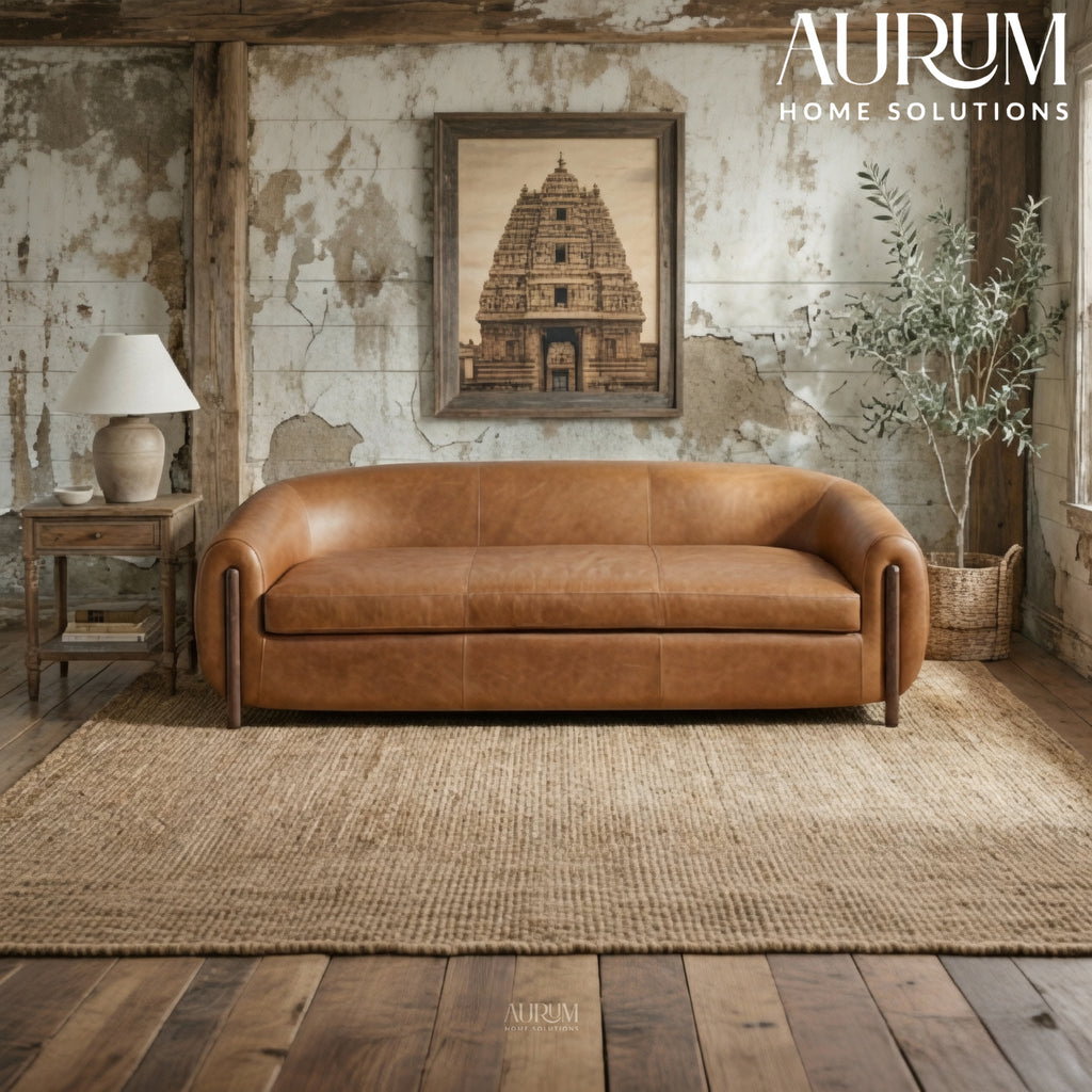 Premium Carmine Leather Sofa