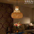 Sereni Glow Bamboo Hanging Lamp – Three-Tier Pagoda Pendant