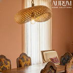 Bamboo Hanging Lamp with Spiral Design for Indoor & Outdoor Use