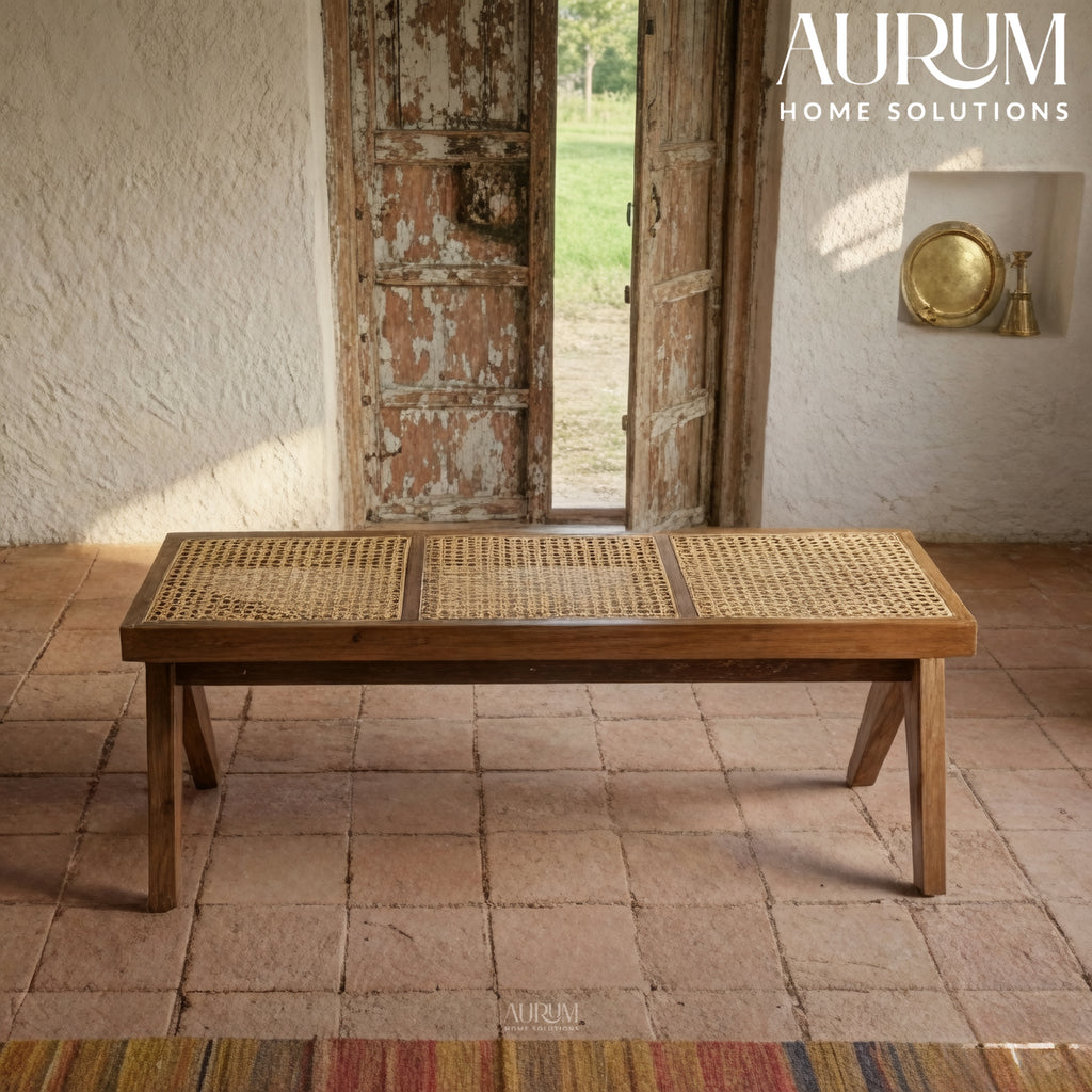 Natural Cane Accent Bench