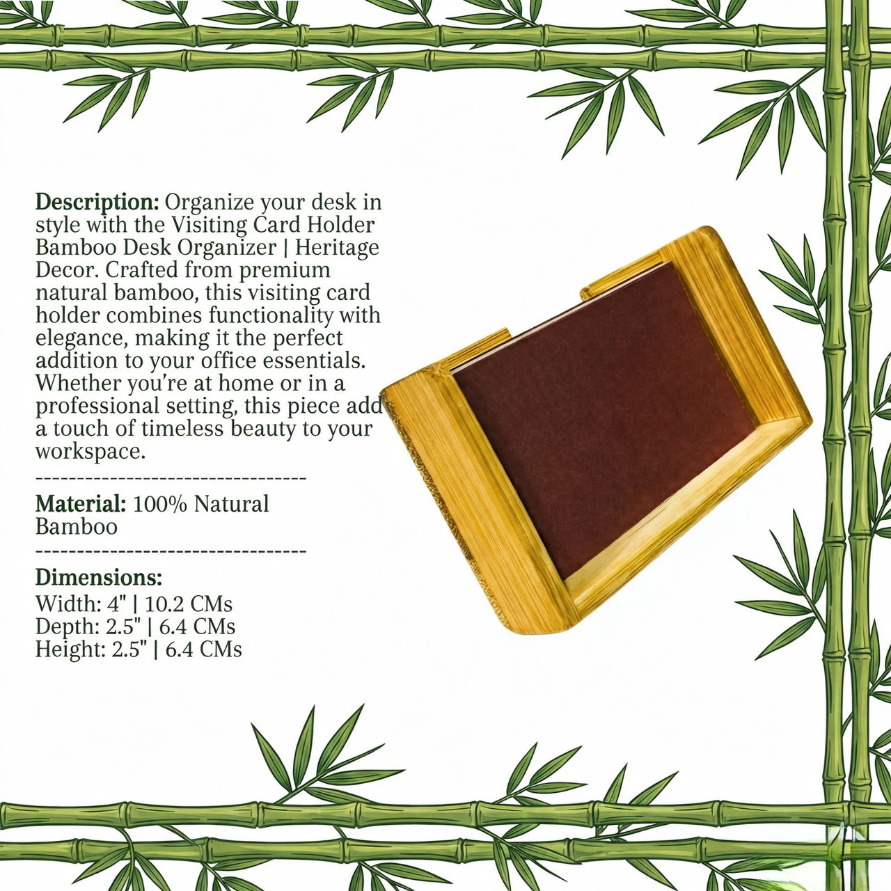 Visiting Card Holder Bamboo Desk Organizer | Heritage Decor