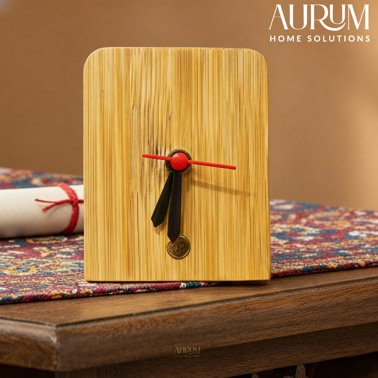 Table Clock Bamboo Desk Timekeeper | Minimalist Decor