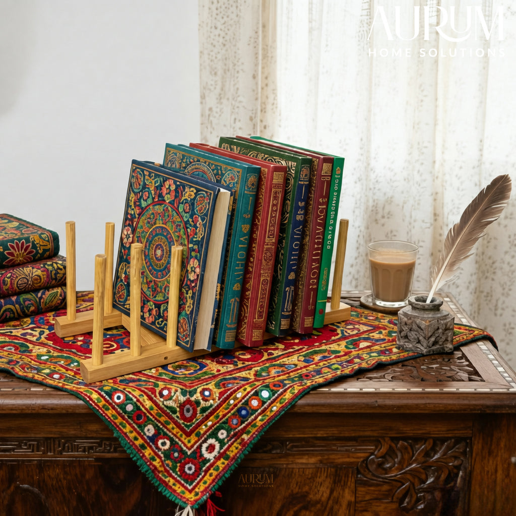Book Organizer with Bamboo | Oasis Desk Storage Stand