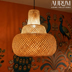Sereni Glow Bamboo Hanging Lamp – Three-Tier Pagoda Pendant
