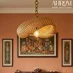 Bamboo Hanging Lamp with Spiral Design for Indoor & Outdoor Use