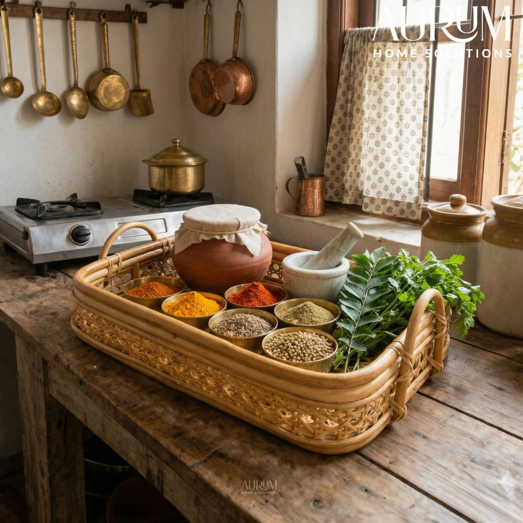 Rattan Tray | Serving Surprise with Cane Handles