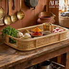 Multipurpose Tray | Snack Shack Splendor with Rattan Handles