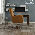 Elegance Teakwood Tufted Wingback Chair with Metal Base