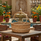 Clutter Keeper - Wide Loop‑Handle Rattan Storage Basket