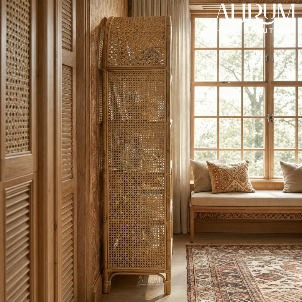 Storage Rack with Weave Wonder Natural Rattan Shelves