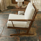 Handcrafted Illuminated Teak Accent Chair