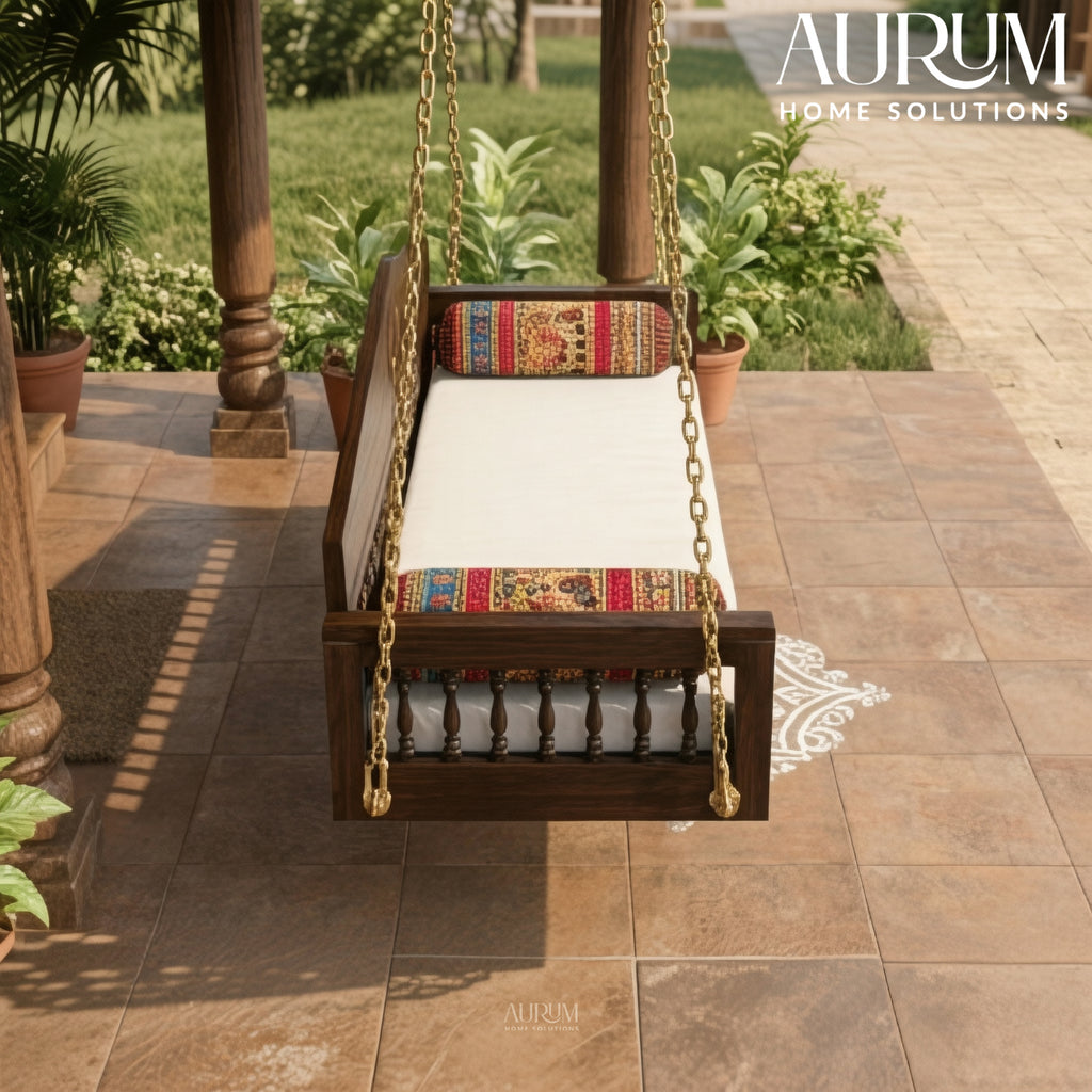 Teak Swing with Lotus Backrest Design