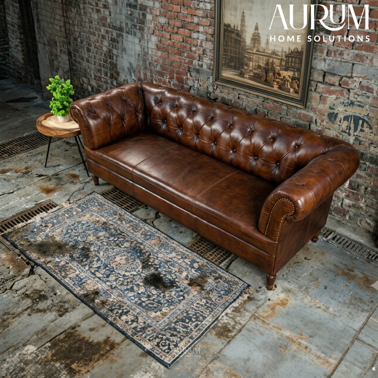 Oxford Classic Chesterfield Sofa in Tan Leather