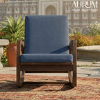 Serene Blue Cushioned Wooden Rocking Chair with Walnut Finish