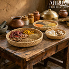 Serving Tray Set of 3 | Celestial Charm Trio Circular Rattan