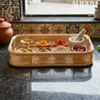 Multipurpose Tray | Snack Shack Splendor with Rattan Handles