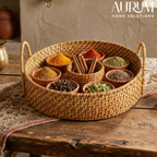 Serving Tray with Handles | Rattan Chip and Dip