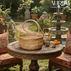 Clutter Keeper - Wide Loop‑Handle Rattan Storage Basket