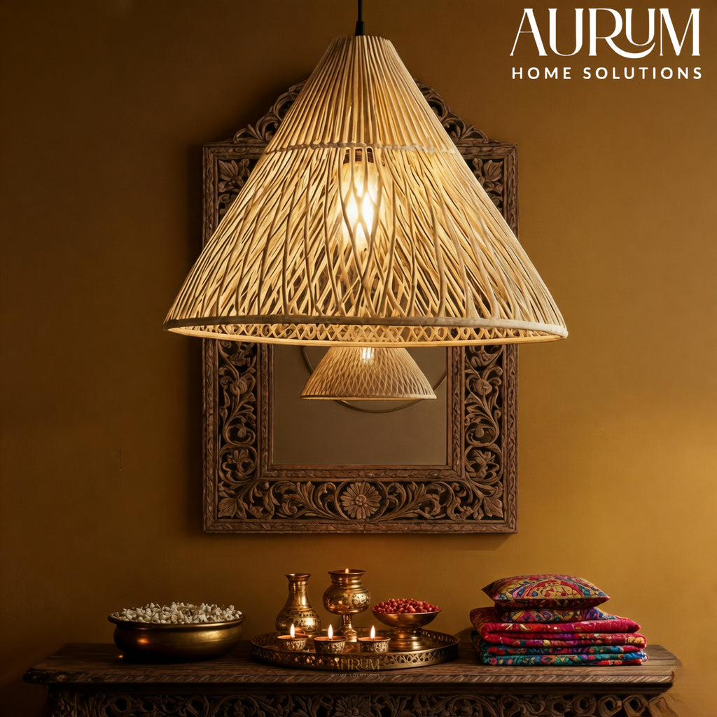 Rattan Hanging Lamp Reverie with Modern Cane Design