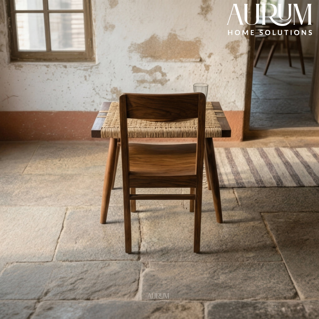 Zenith Teakwood Woven Stool