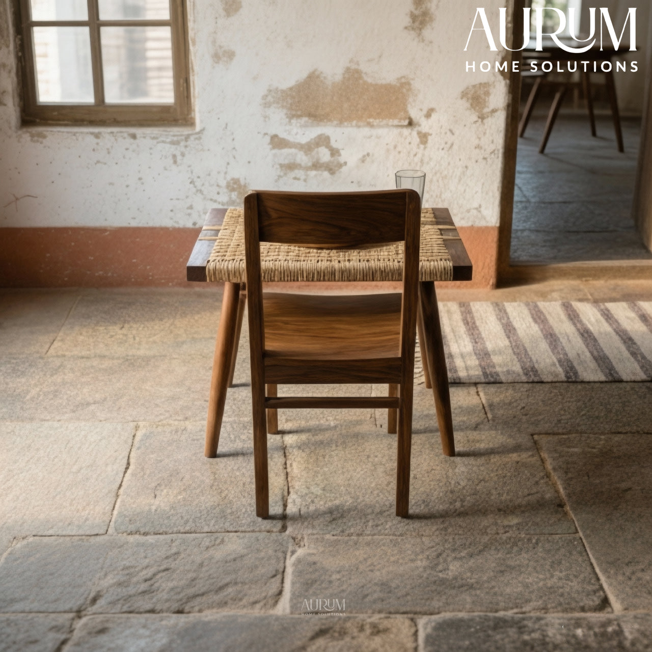 Zenith Teakwood Woven Stool