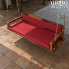 Red Back Upholstered Heritage Style Handmade Wooden Swing