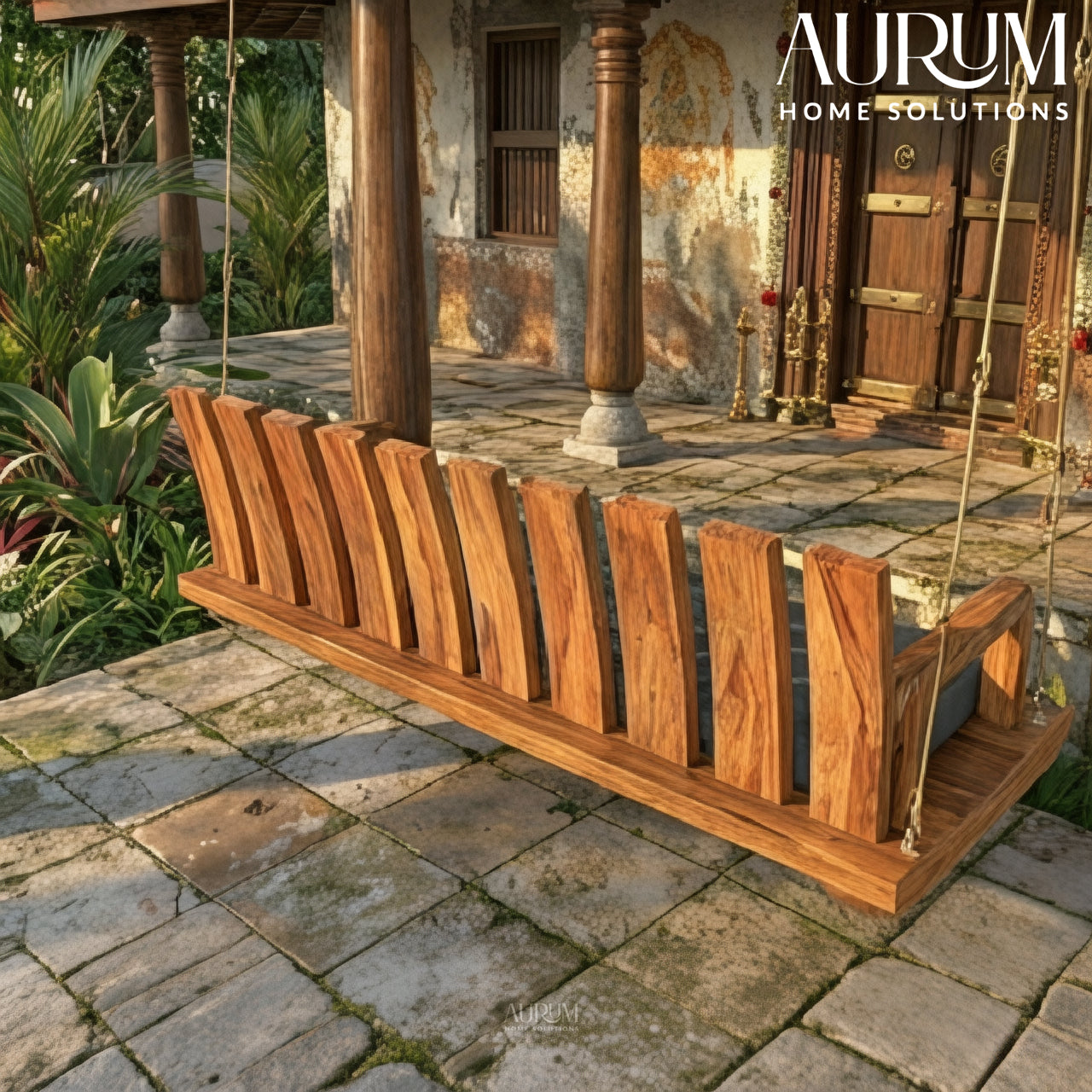 Traditional Stripped Handmade Simple Wooden Swing