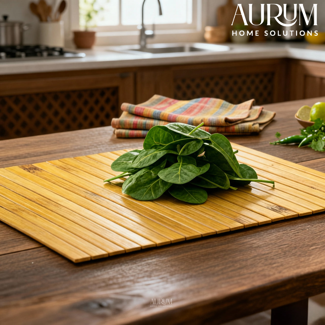 Table Mat Set with Foldable Bamboo Luxe Design (Pack of 2)