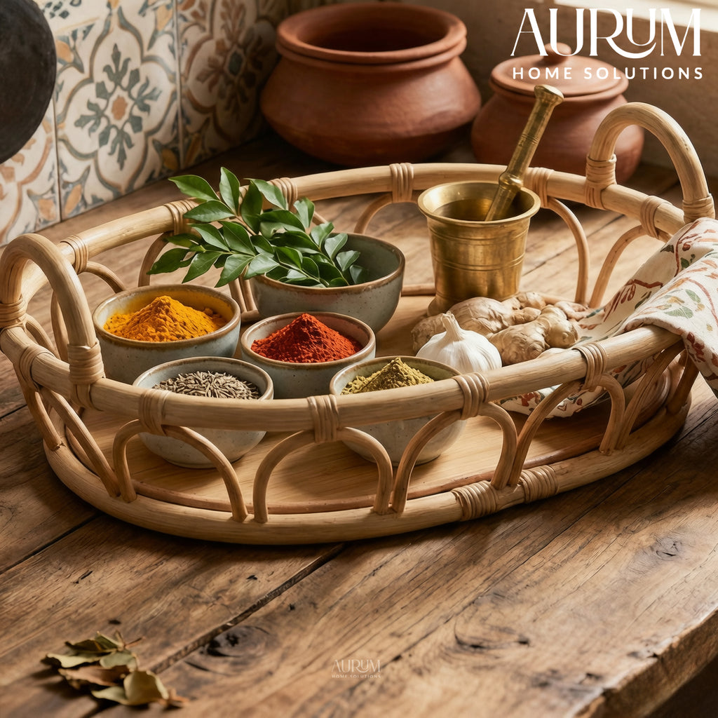 Multipurpose Tray | Versatile Vibe with Rattan Handles