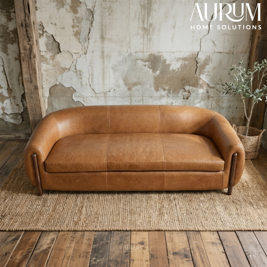 Premium Carmine Leather Sofa