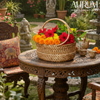 Clutter Keeper - Wide Loop‑Handle Rattan Storage Basket