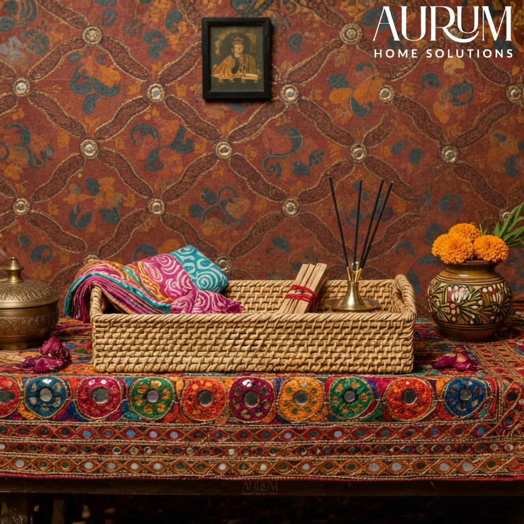 Aura Carry - Handwoven Rattan Tray
