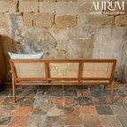 Modern Solid Wood Sinni 3 Seater Wicker Bench
