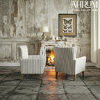Farmhouse Striped Wingback Chairs – Set of 2